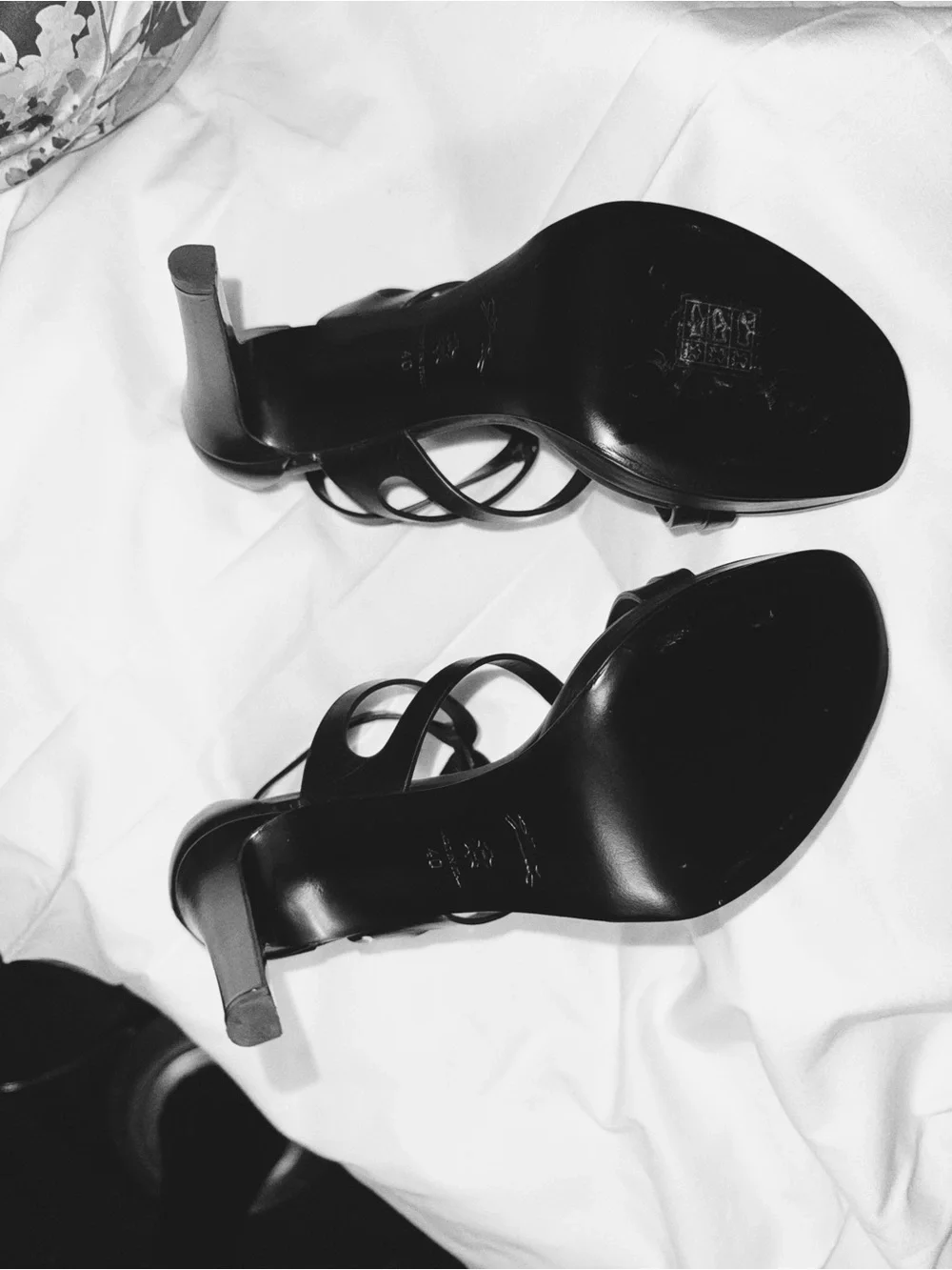 Longchamp Black Strappy Ankle-Heel Sandals